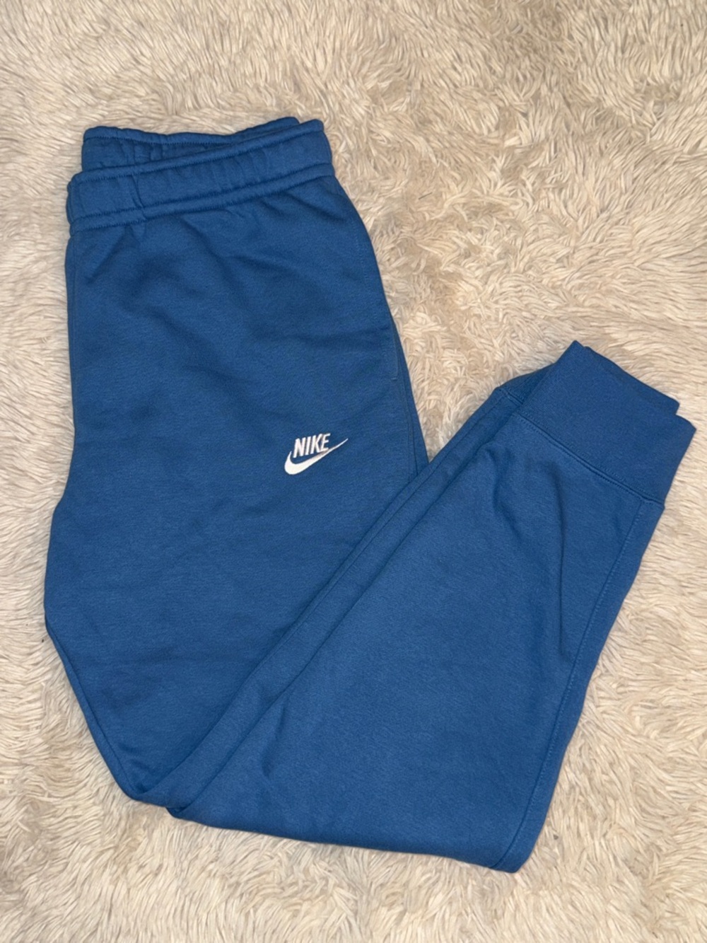 Nike Sportswear Men’s Blue Club Fleece Jogger with White Swoosh-Medium